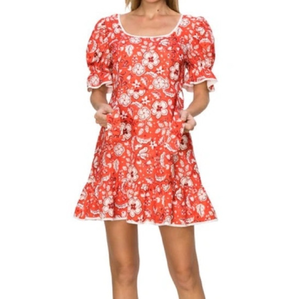 MELLODAY | RED FLORAL MINI DRESS